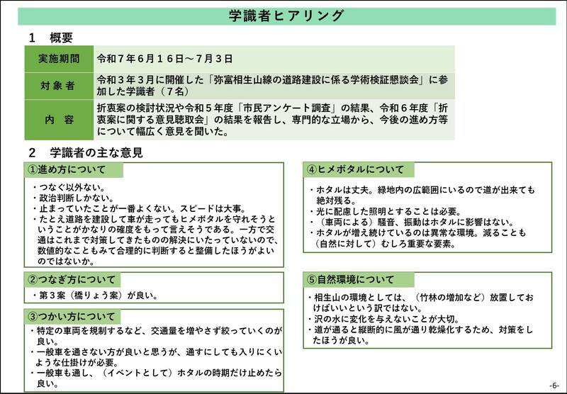 学識者ヒアリング結果を示すスライド