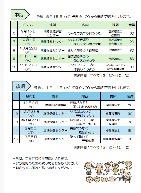 元気100歳プロジェクトチラシ中期、後期日程チラシ