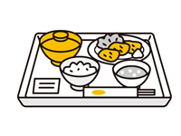 お盆にのった料理のイラスト