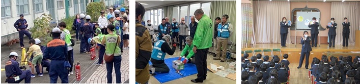 写真：左から自主防災訓練、防犯セミナー、交通安全教室の画像