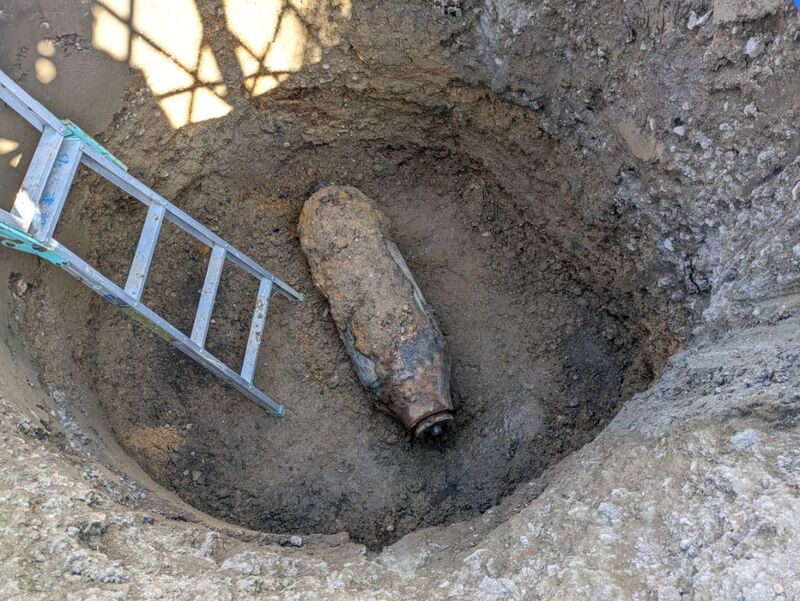 名古屋市東区で発見された不発弾の画像