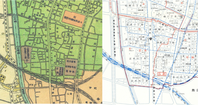 明治の地図と昭和の地図の比較