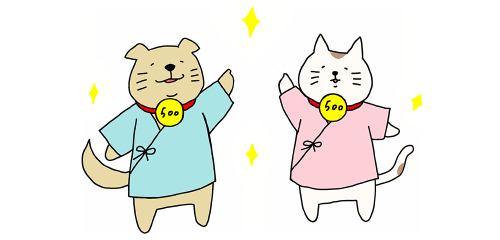 わんこいん・にゃんこいん（ワンコインがん検診キャラクター）画像