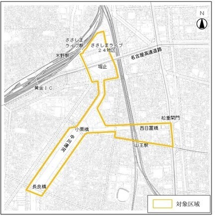 中川運河のまちなかウォーカブル区域の図