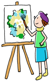 絵を描いている女性のイラスト