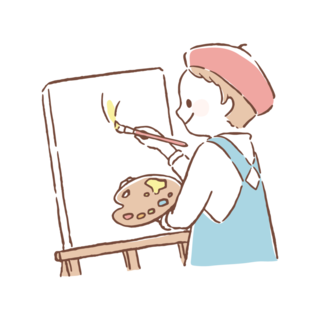 絵を描いている女の子のイラスト