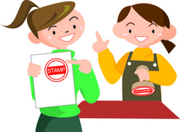 スタンプを押してる人のイラスト