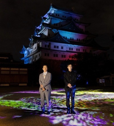 名古屋城夜間ライトアップの写真