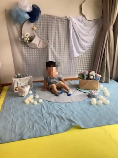 赤ちゃんアートフォトスタジオでの撮影の様子