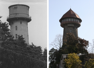 東山給水塔の今と昔の写真