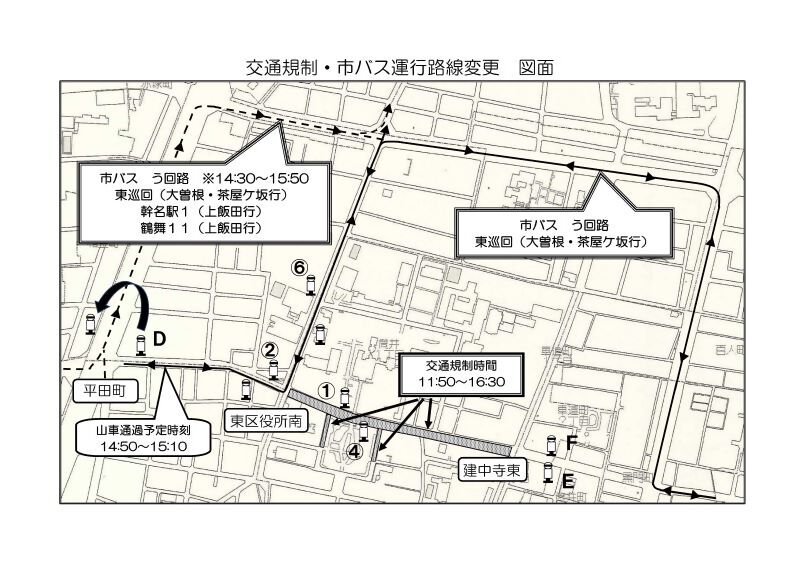 まつり当日の交通規制図