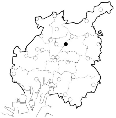 令和7年度の地下水質常時監視の概況調査地点を示したものです。