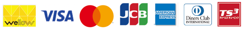 wellow card、VISA、MasterCard、JCB、AMERICAN EXPRESS、Diners Club、TS Cubic