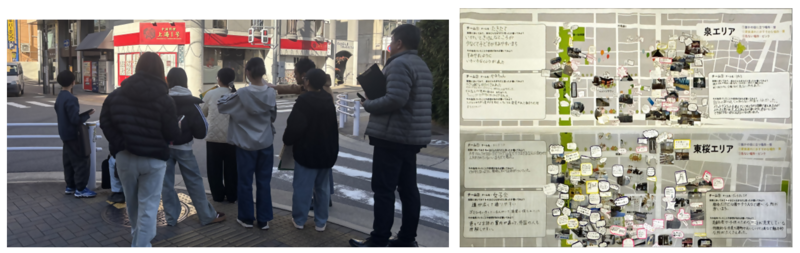 小学校と連携したフィールドワークと作成したやさしさマップ