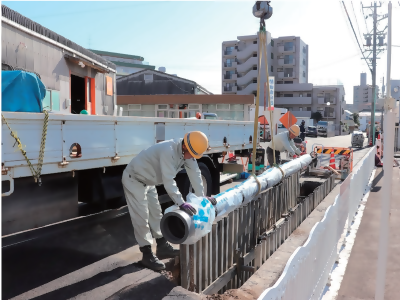 上下水道管の工事風景