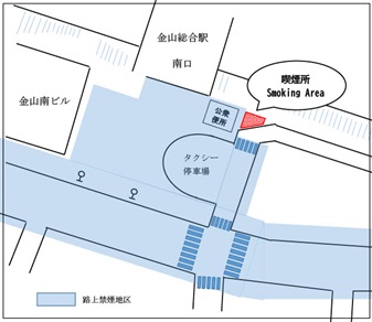 金山駅南口喫煙所の地図