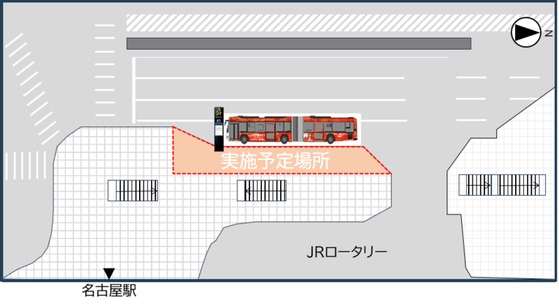イベントの開催場所の地図画像です。SRT「名古屋駅太閤通口」の前で開催します。