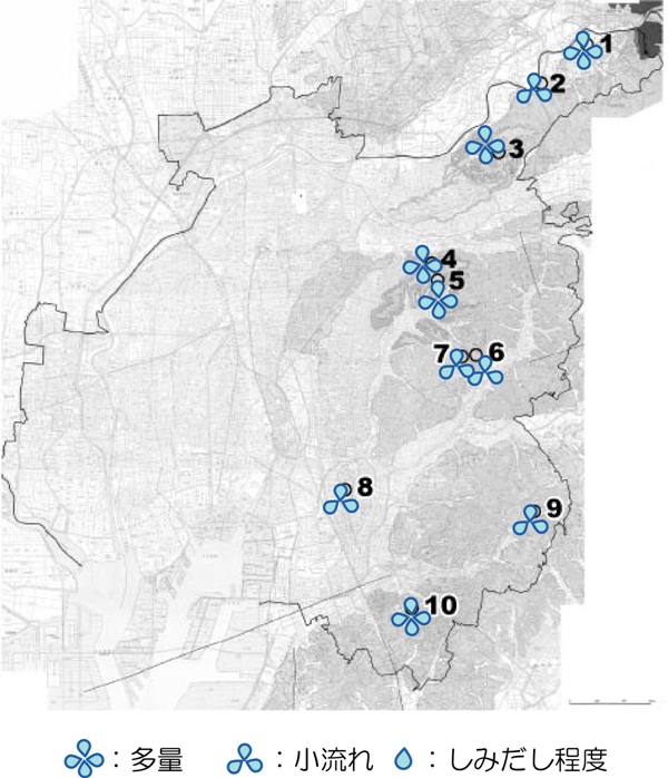 上記の表の水量について、地図上にイラストで表示したものです。
