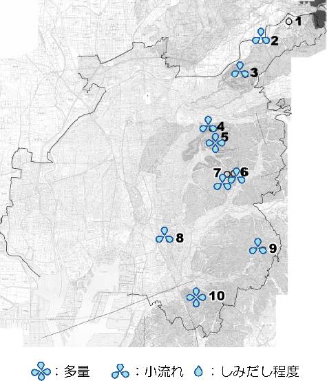 上記の表の水量について、地図上にイラストで表示したものです。