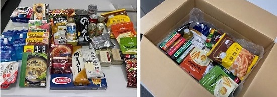 集まった食品の写真です。