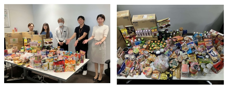 集まった食品の写真です。