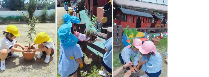 植樹の様子（ともしび幼稚園）