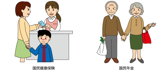 健康と暮らしを守る国の保険、国民健康保険と国民年金
