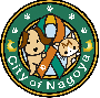 輪の中に犬と猫のキャラクター