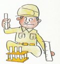 プールの水質検査をしている絵