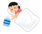 水分補給し休養する人のイラスト