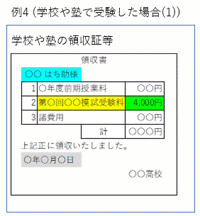 模試の支払証明書類の例4