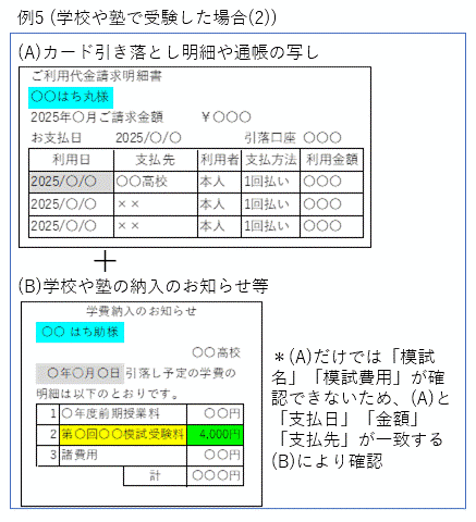 模試の支払証明書類の例5