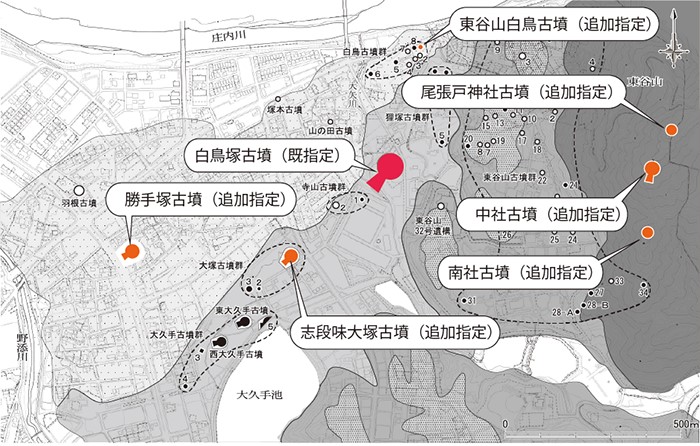 志段味古墳群史跡地図