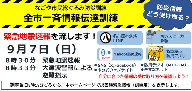 令和７年度なごや市民総ぐるみ防災訓練の実施について