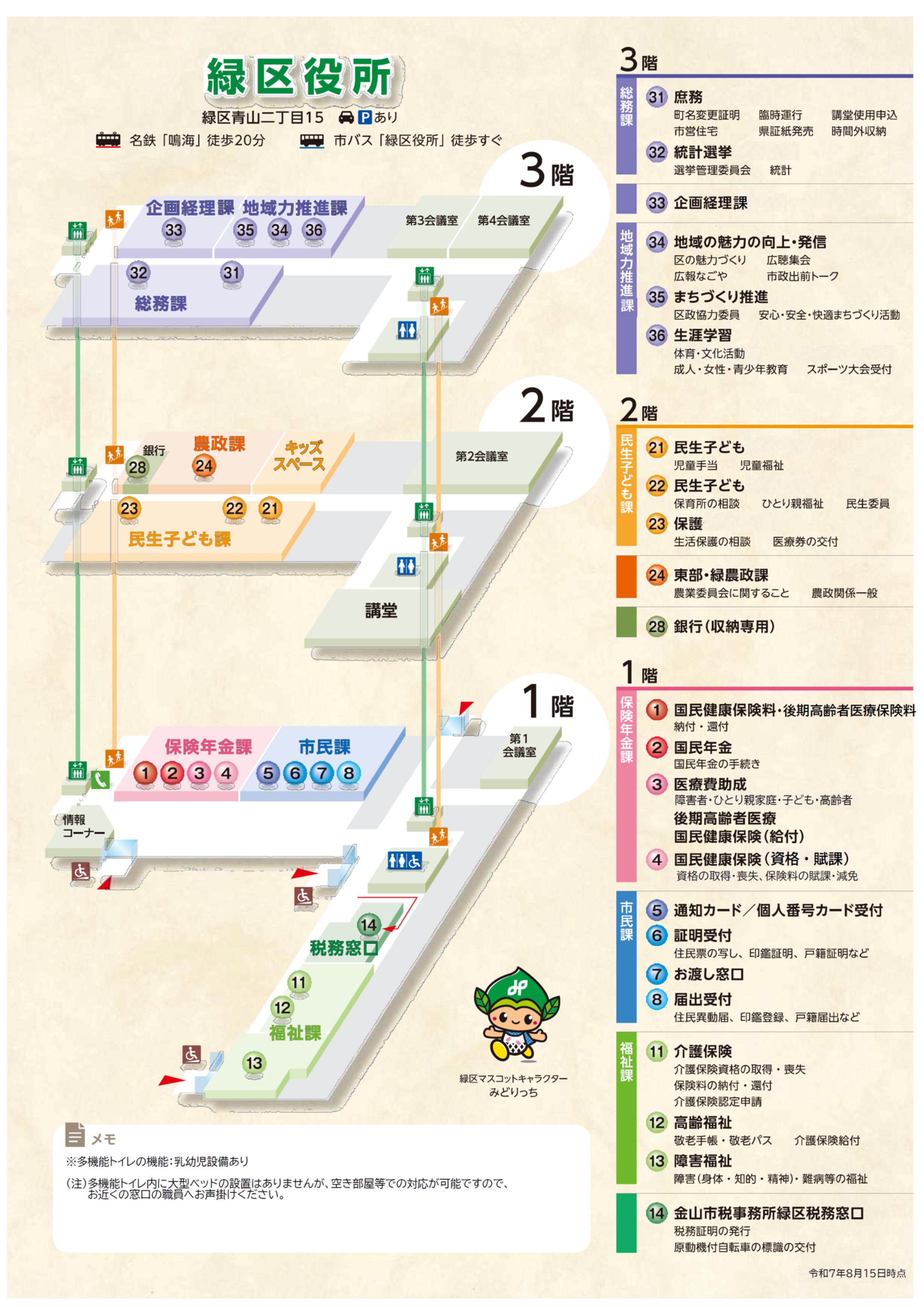 緑区役所庁内案内図