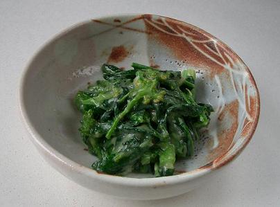 大高菜の摘み菜の辛子みそ和えの画像です。
