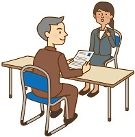 会社の面接を受けているイラスト
