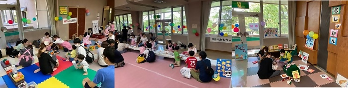 会場内で遊ぶ様子