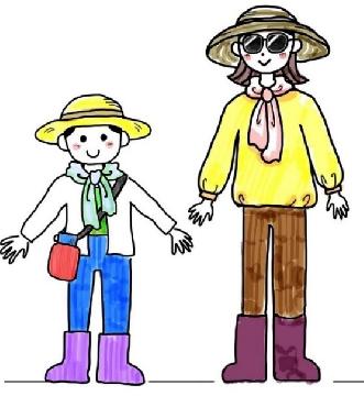 藤前干潟に入る服装のイラスト