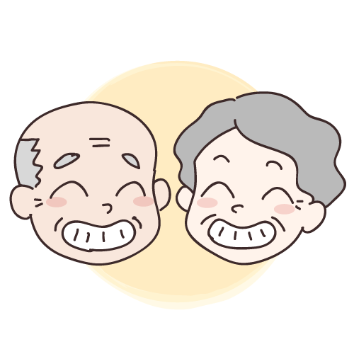 笑顔の男女の高齢者の絵