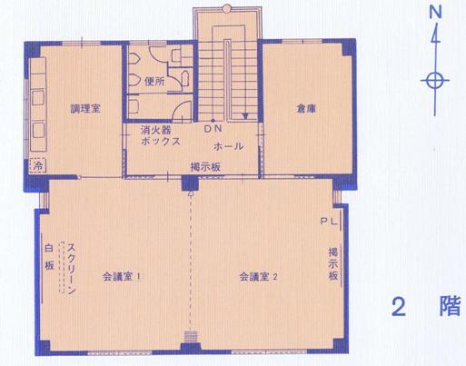 玉川コミュニティセンター2階の平面図