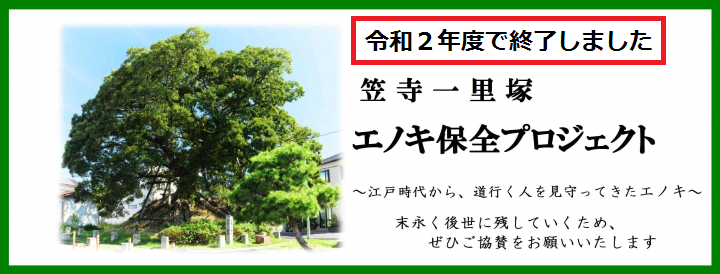 笠寺一里塚エノキ保全プロジェクトについては、こちらをご覧ください。