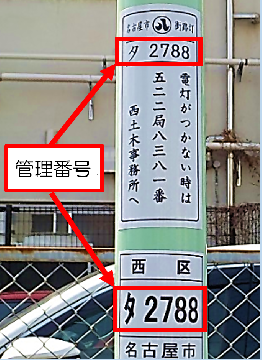 街路灯の管理番号標記