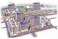 鳴海駅前市街地の再開発事業の完成イメージを描いたイラスト