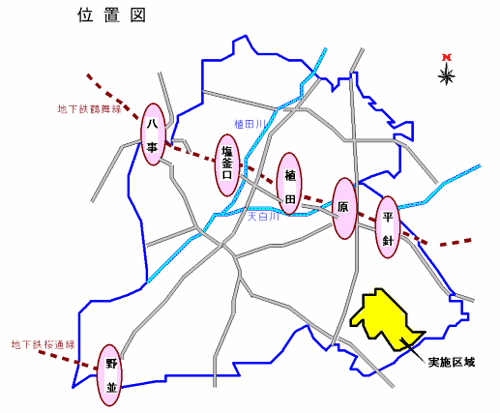 天白区平針住宅地区の位置図