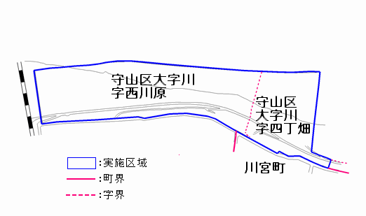 守山区川宮地区の実施前の町名・町界図
