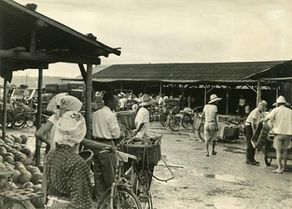 昭和30年代天白青果市場の様子の写真パネル