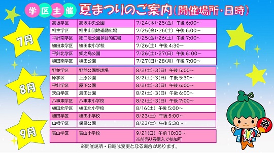 R7学区夏祭り一覧